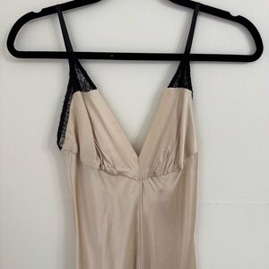 Topshop Cream Dress with Black Lace Trim